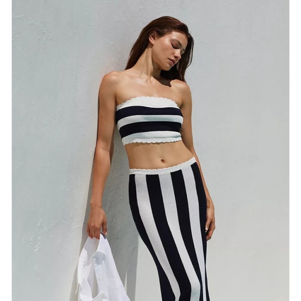 Anthropologie Calendine The Mandy Striped Strapless Top L